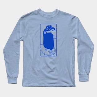 Minimal stylized illustration for rodent fans Cute rat pet in blue ink Long Sleeve T-Shirt